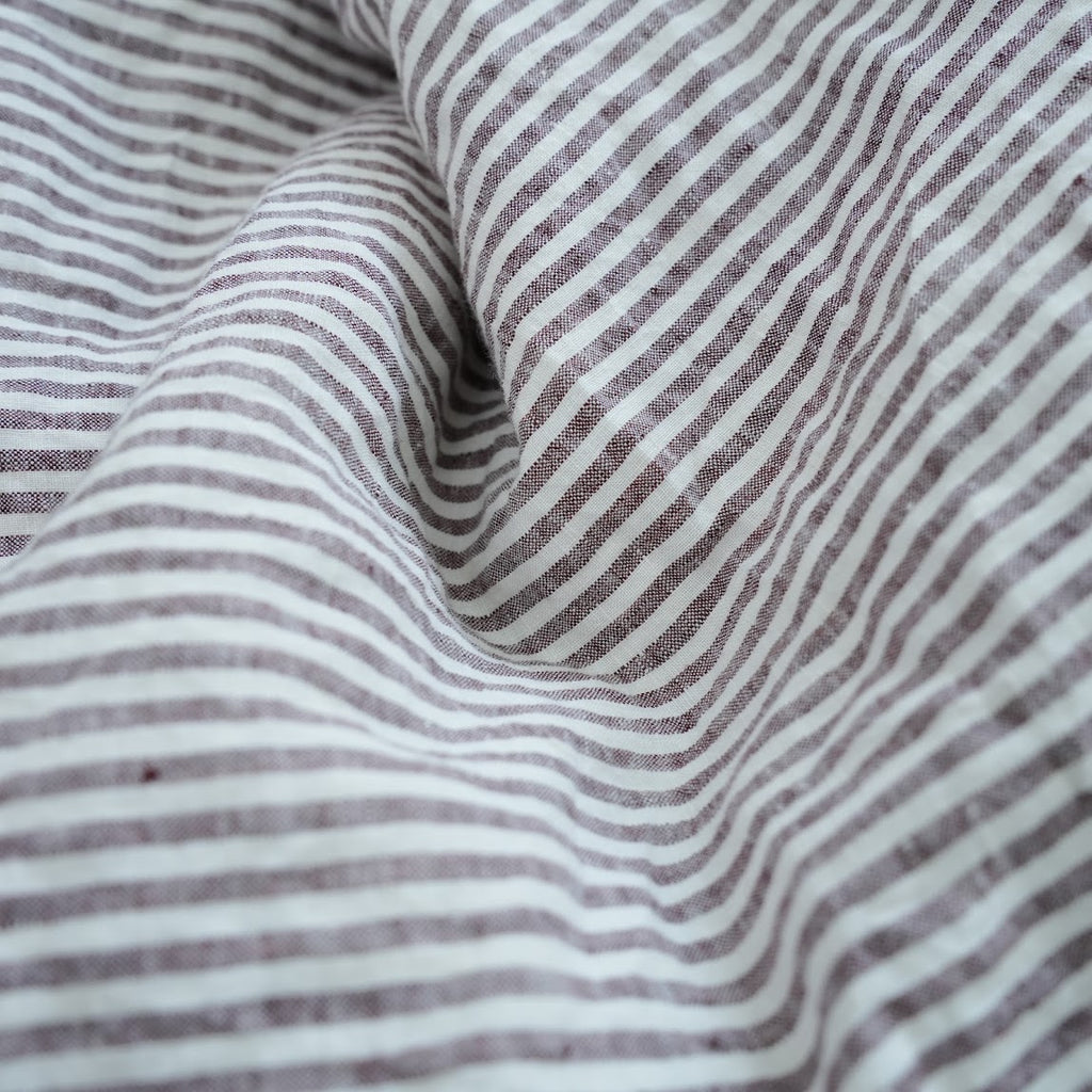 Coffee Striped French Linen Duvet Cover | Yarn-Dyed | Handmade
