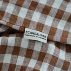 Small Grid Coffee French Linen Pillowcase - Yarn Dyeing 80