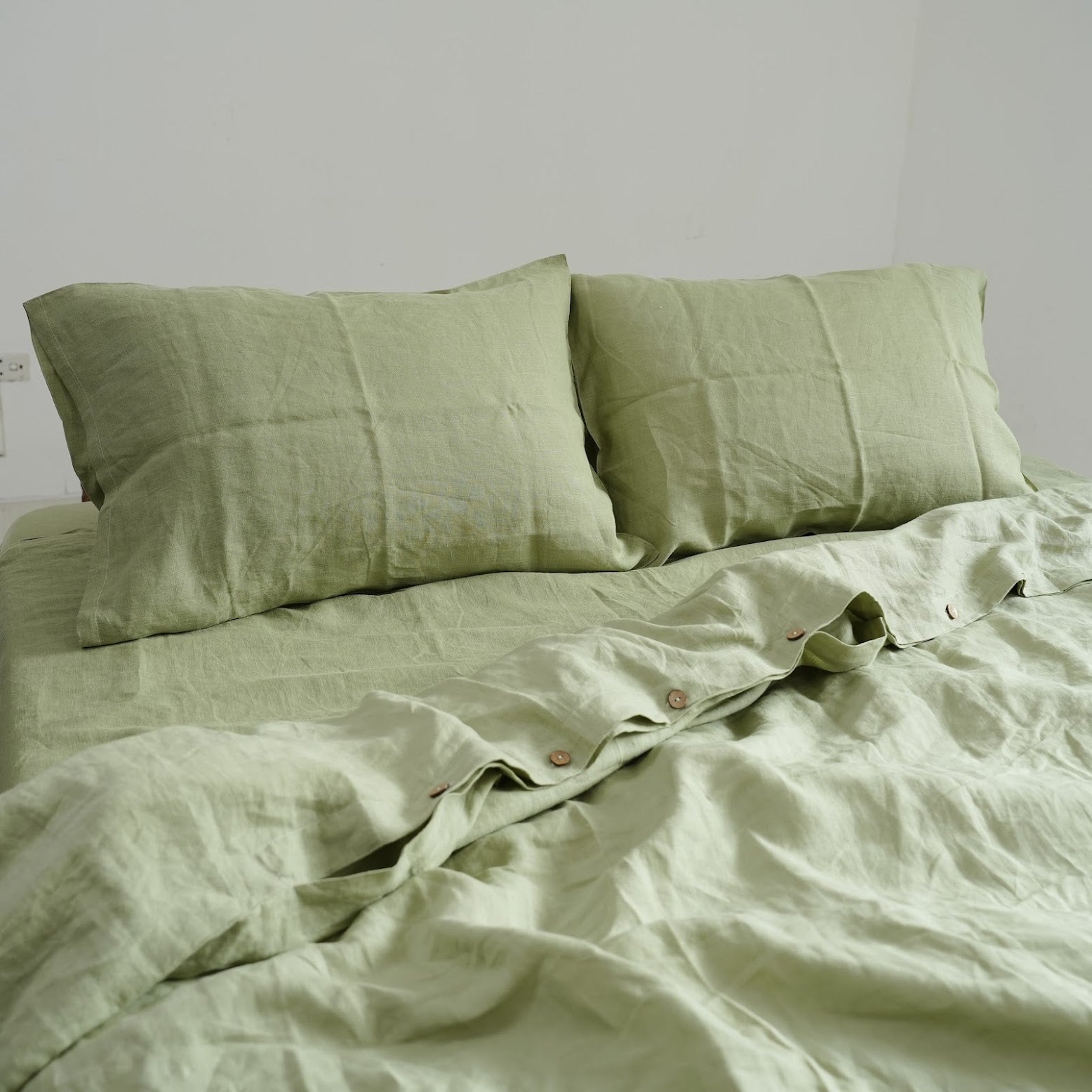 Avocado French Linen Pillowcase - Plain Dyeing 10