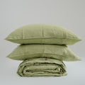 Avocado Green French Linen Duvet Cover Set - Eco-Friendly 4-Piece