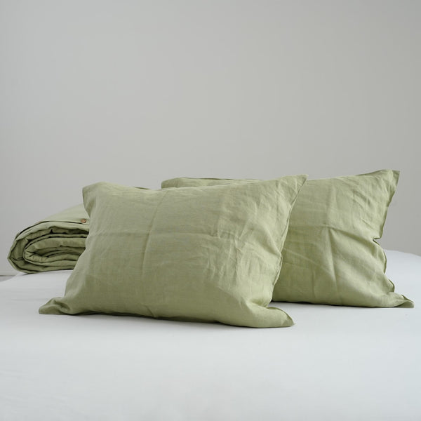 Avocado French Linen Pillowcase - Plain Dyeing 10