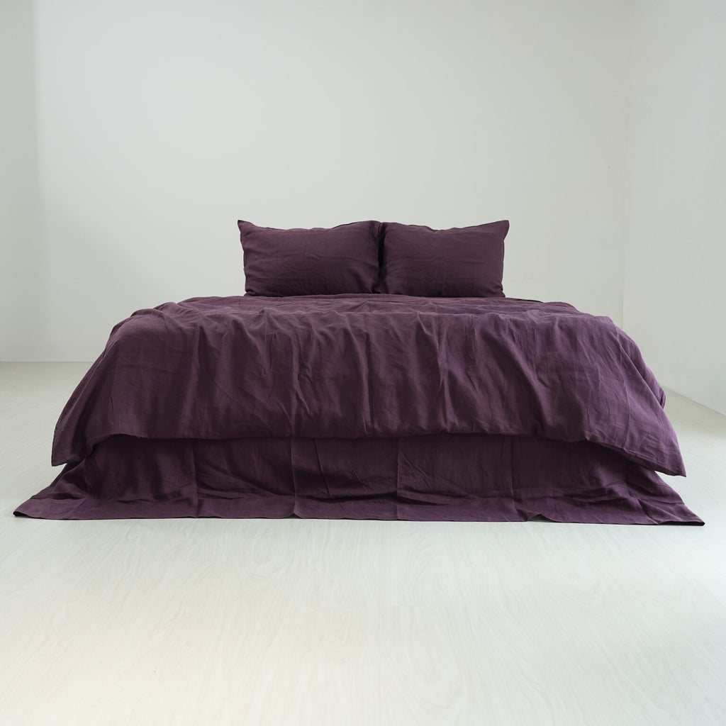Violet French Linen Duvet Cover+2 Pillowcases Set- Plain Dyeing 16