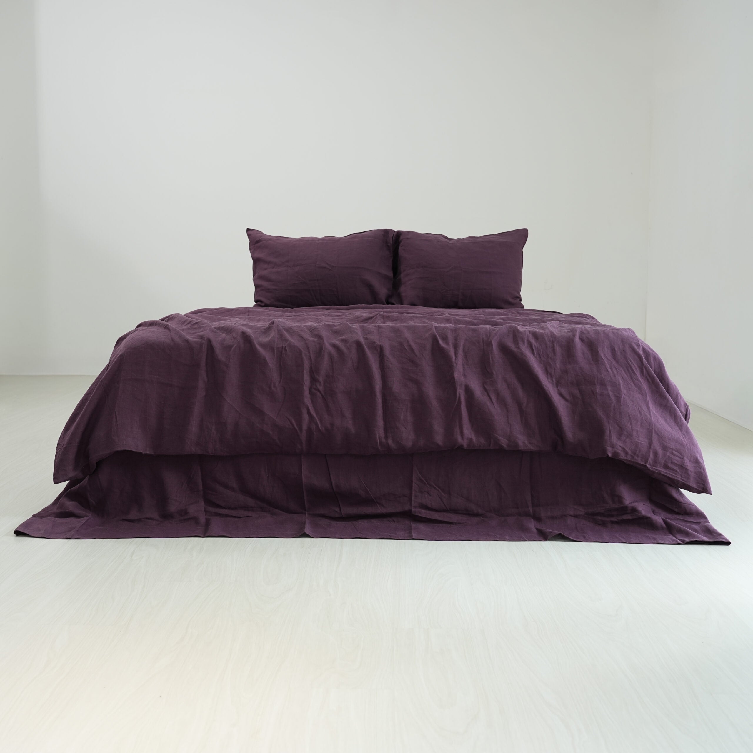 Violet French Linen Duvet Cover+2 Pillowcases Set- Plain Dyeing 16