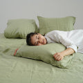 Avocado French Linen Duvet Cover - Plain Dyeing 10