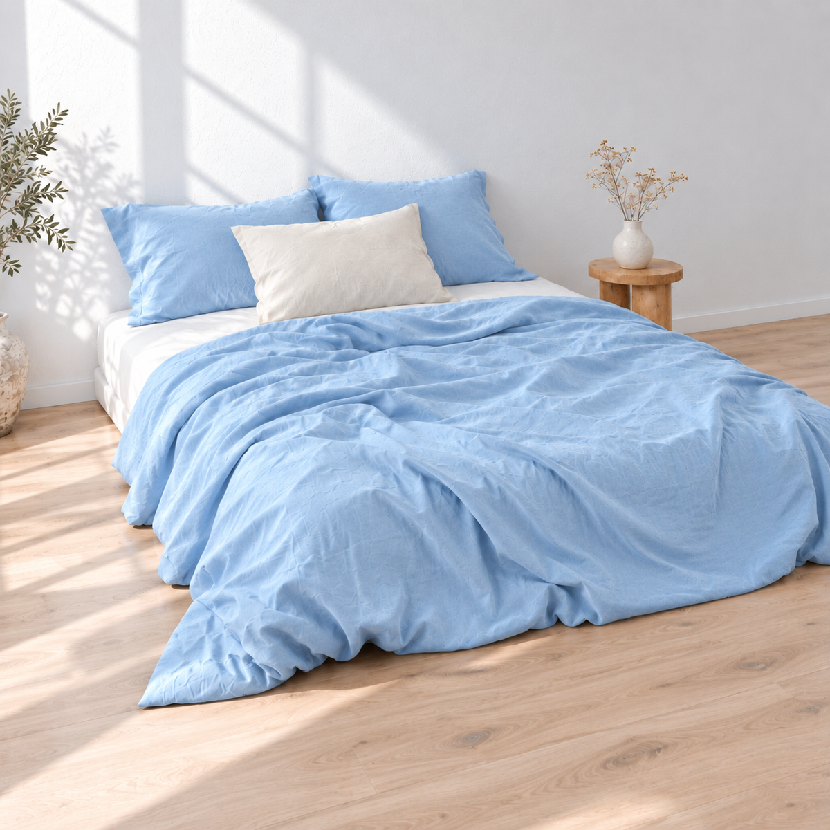 Pale Bamboo Linen Duvet Cover Set – 4-Piece | 45% Linen 55% Bamboo Rayon