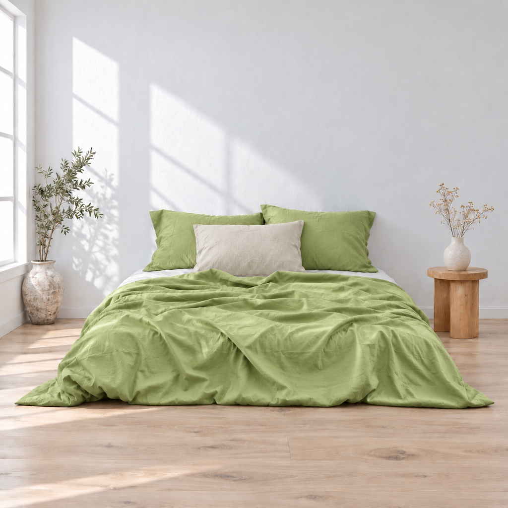 Chartreuse Bamboo Linen Duvet Cover Set – 4-Piece | 45% Linen 55% Bamboo Rayon