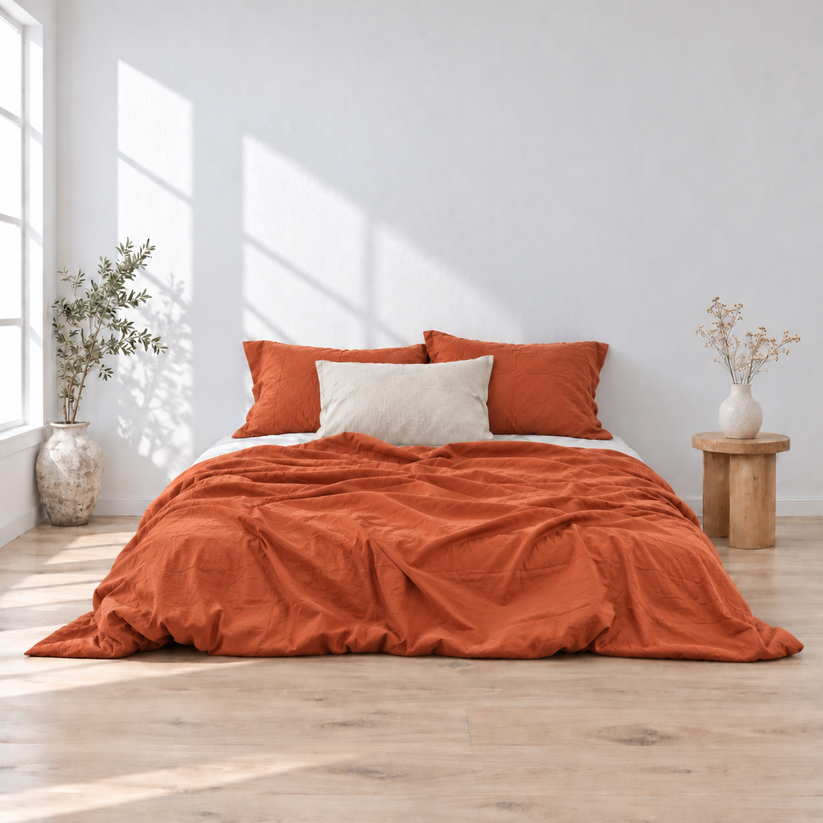 Squash Bamboo Linen Duvet Cover Set – 4-Piece | 45% Linen 55% Bamboo Rayon