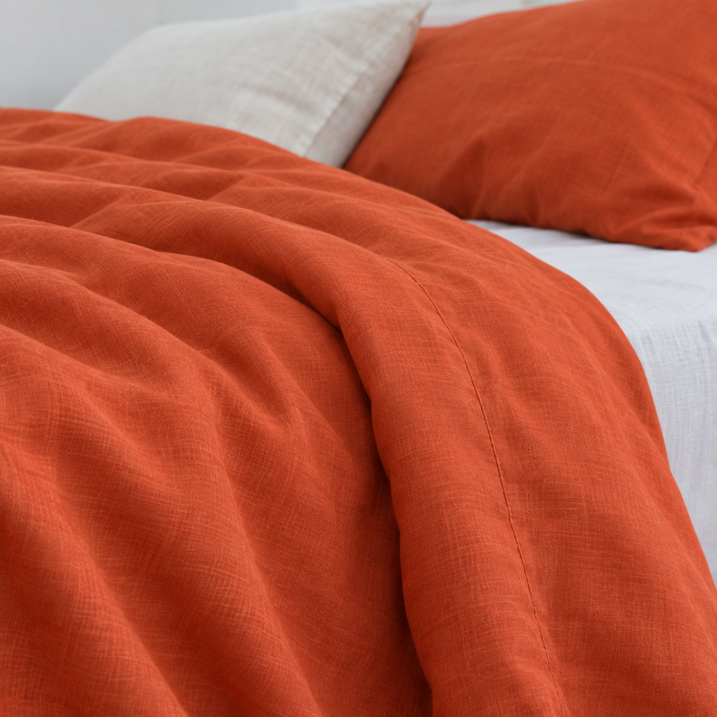 Squash Bamboo Linen Duvet Cover Set – 4-Piece | 45% Linen 55% Bamboo Rayon
