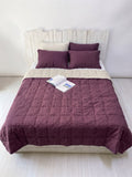 Hand-Quilted French Linen Blanket – Aubergine Plum