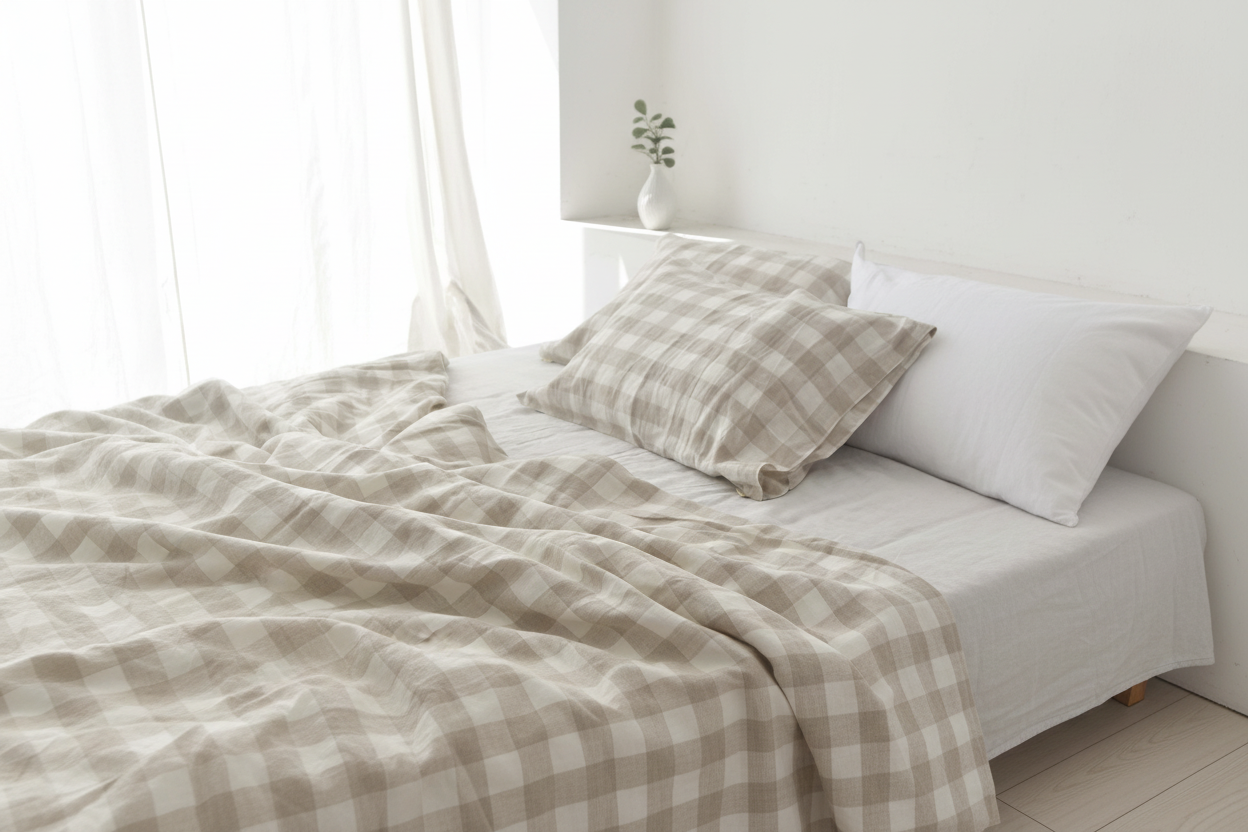 Grid linen duvet - Scandinavian setting 2