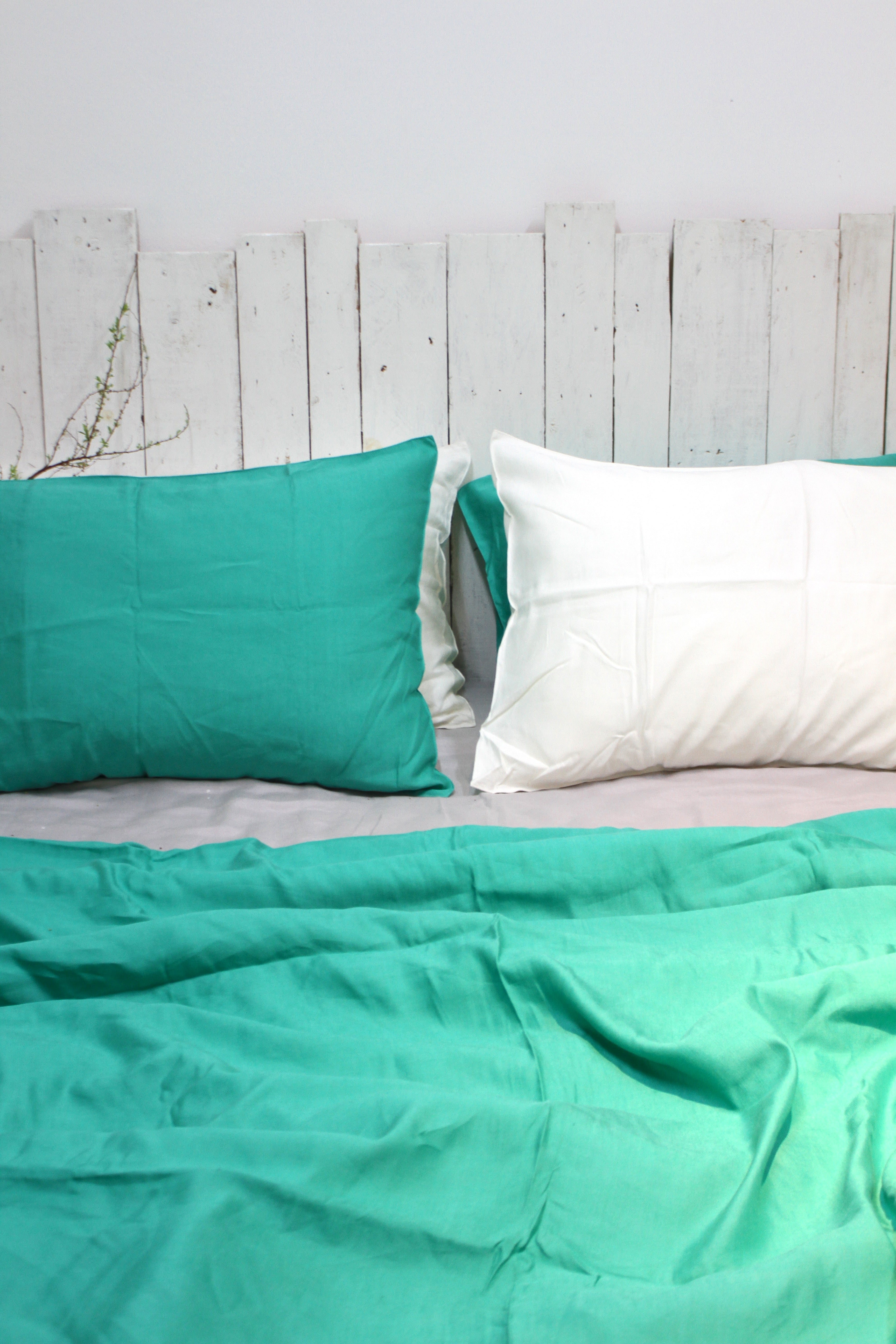 Turquoise Linen Bamboo Bedding Sets 4 pieces