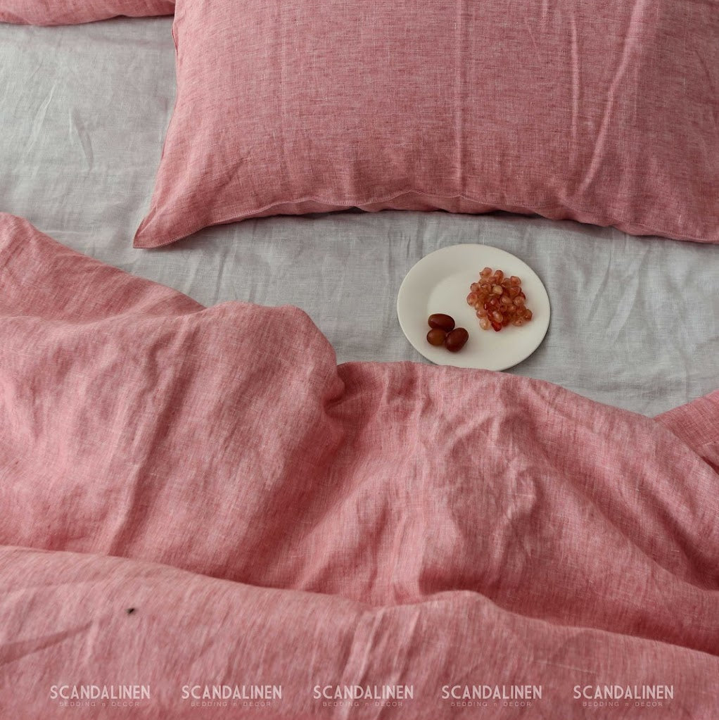 Red Pink French Linen Duvet Cover - Red Pink 43