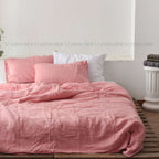 Red Pink French Linen Duvet Cover - Red Pink 43