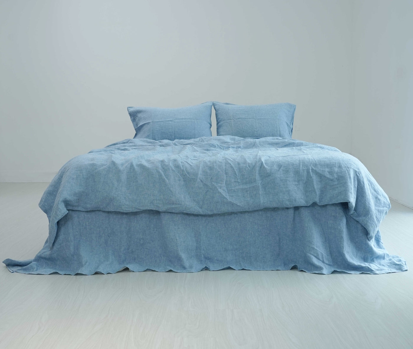 Blue French linen bedding