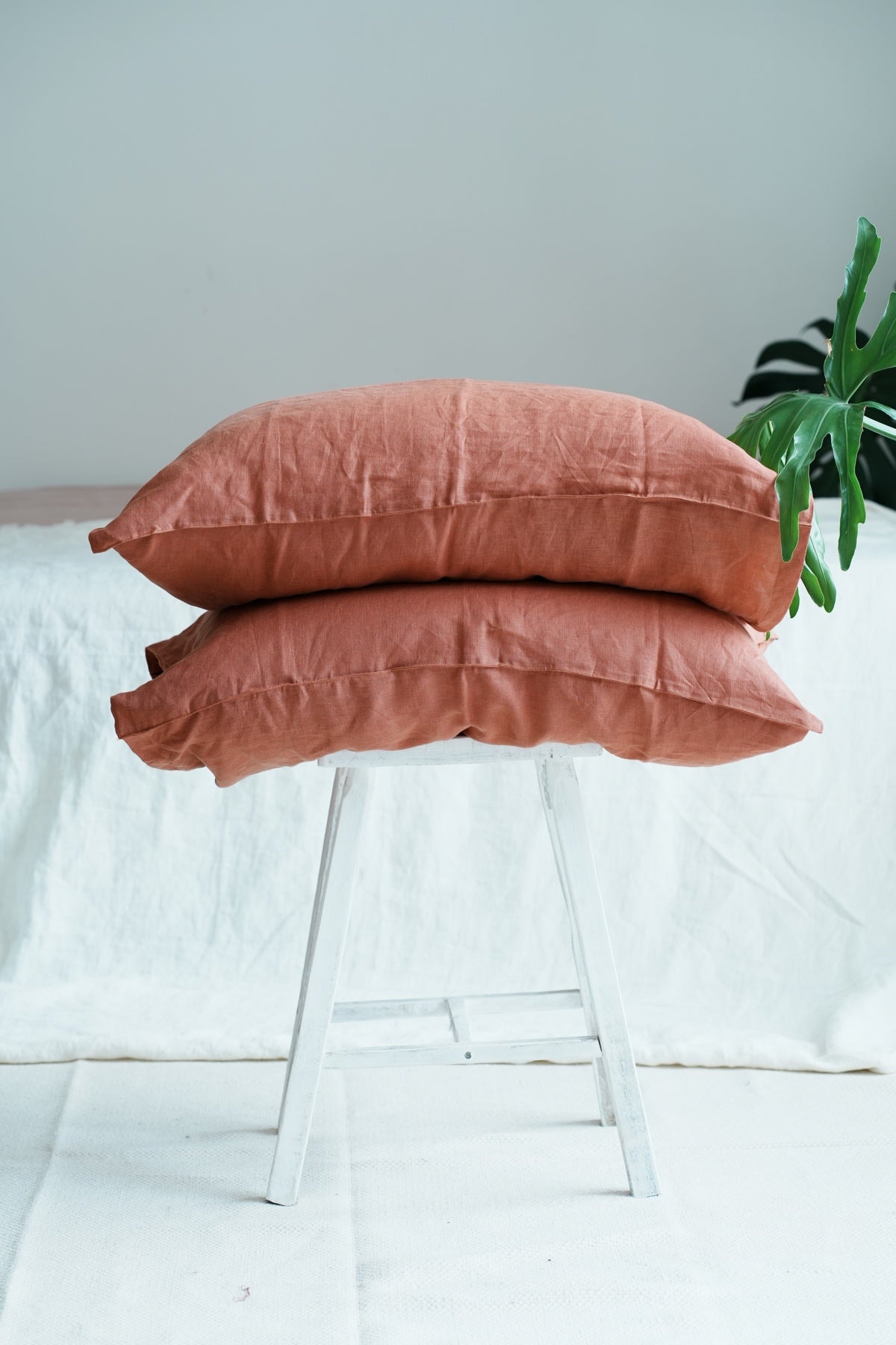 Terracotta linen pillowcases