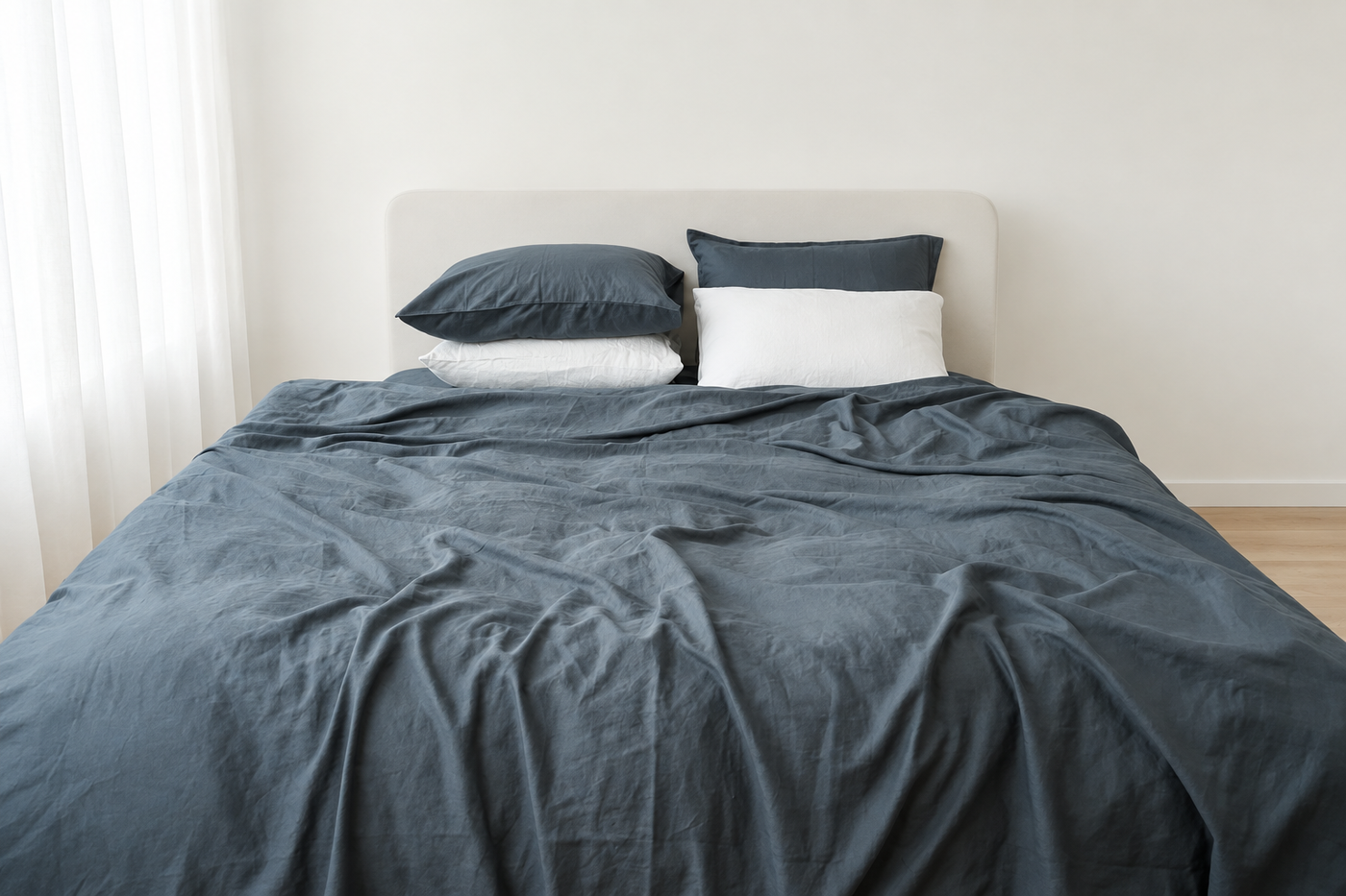 Grey bamboo linen bedding