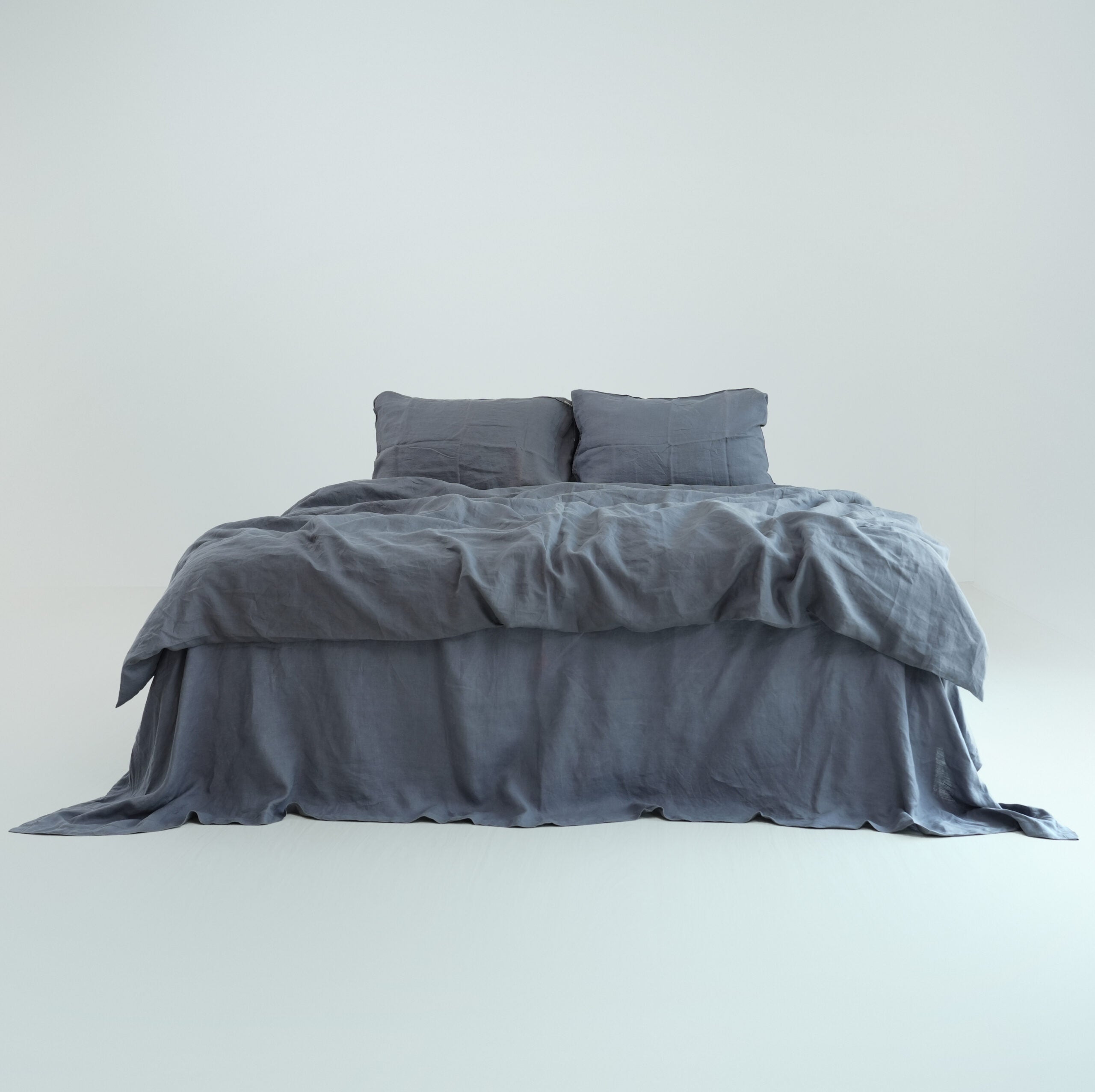 Dark French Linen Duvet Cover+2 Pillowcases Set - Plain Dyeing 08
