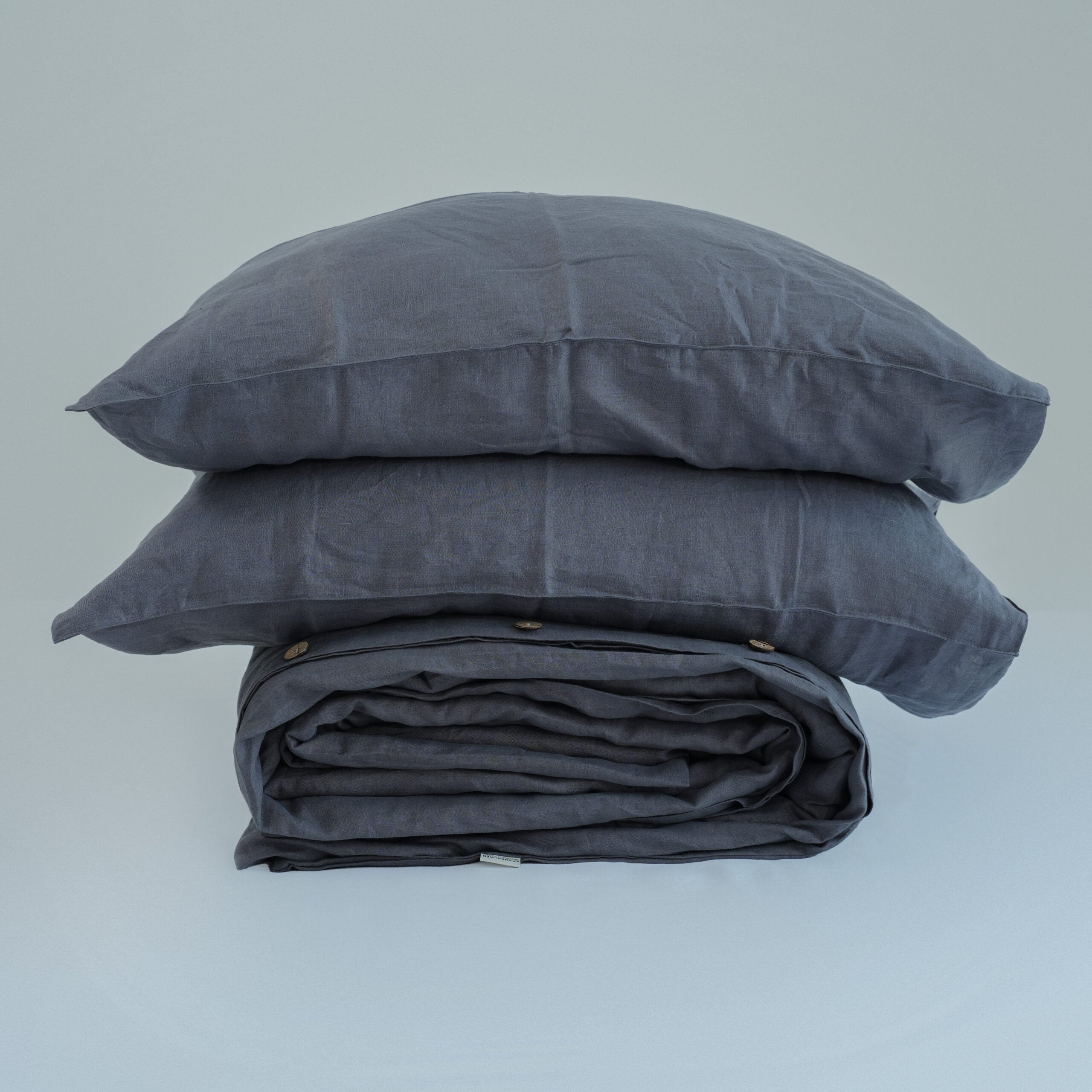 Dark French Linen Duvet Cover+2 Pillowcases Set - Plain Dyeing 08