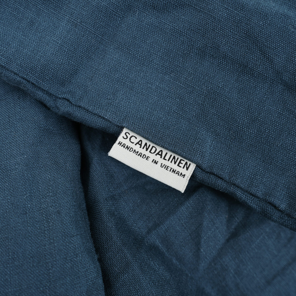 Azure Blue French Linen Fitted Sheet Set - Deep Pocket with 2 Pillowcases
