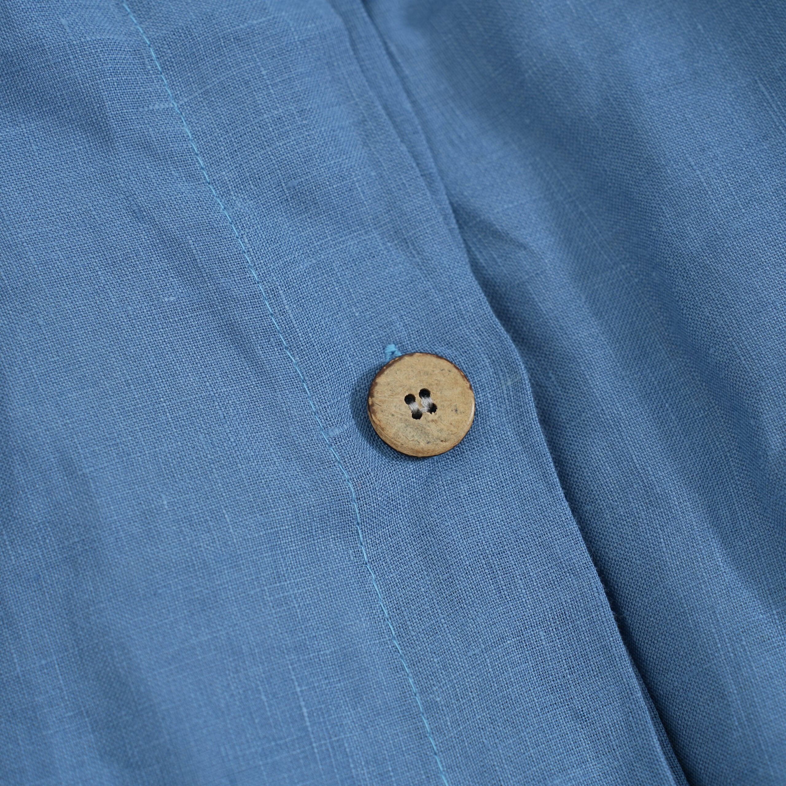 Denim French Linen Flat Sheet | 100% Linen Flat Sheet
