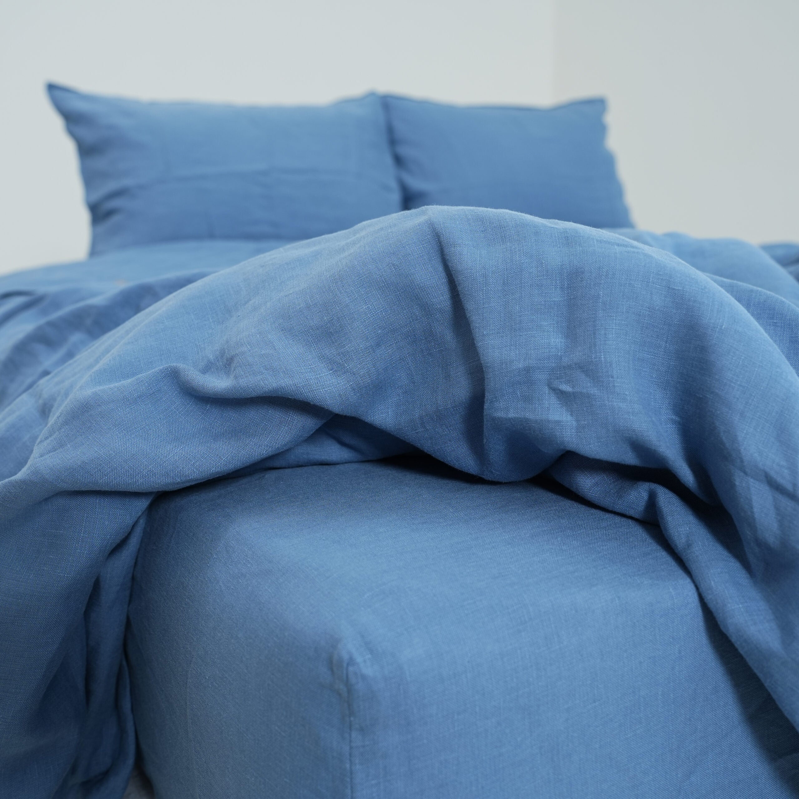 Denim French Linen Flat Sheet | 100% Linen Flat Sheet