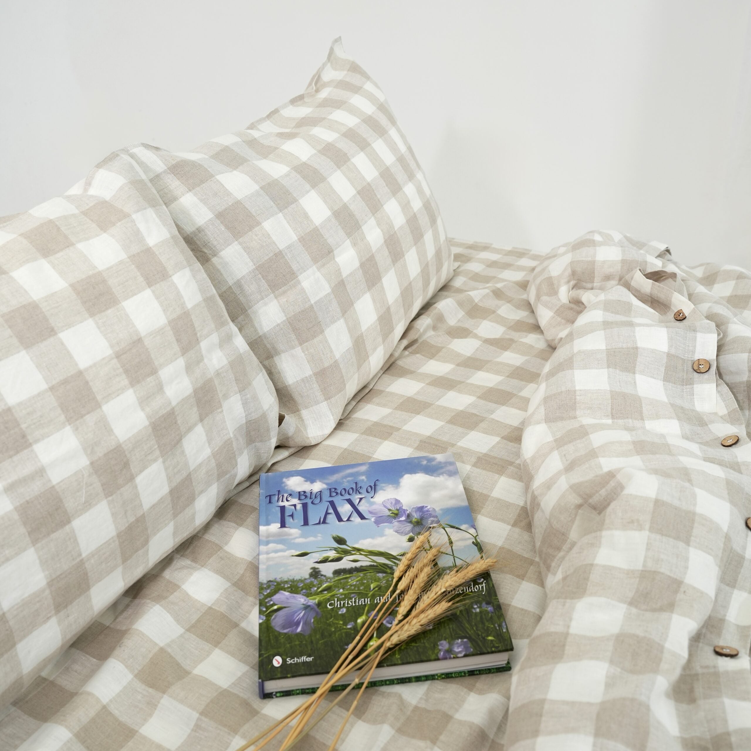 Flax Grid French Linen Flat Sheet | 100% Linen Flat Sheet