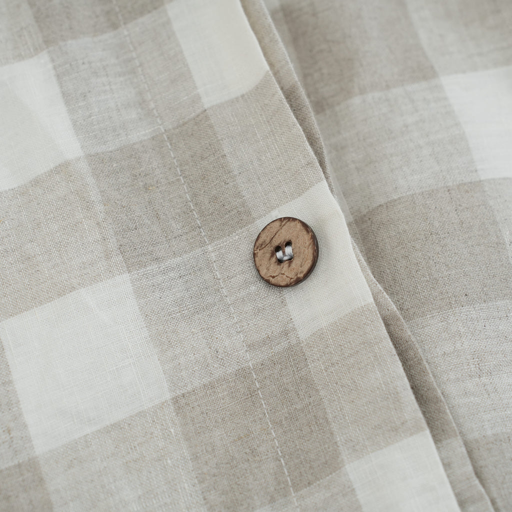 Grid French Linen Duvet Cover+2 Pillowcases Set - Yarn Dyeing 58