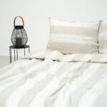 Wide Striped French Linen Fitted Sheet Set - Yarn-Dyed with 2 Pillowcases