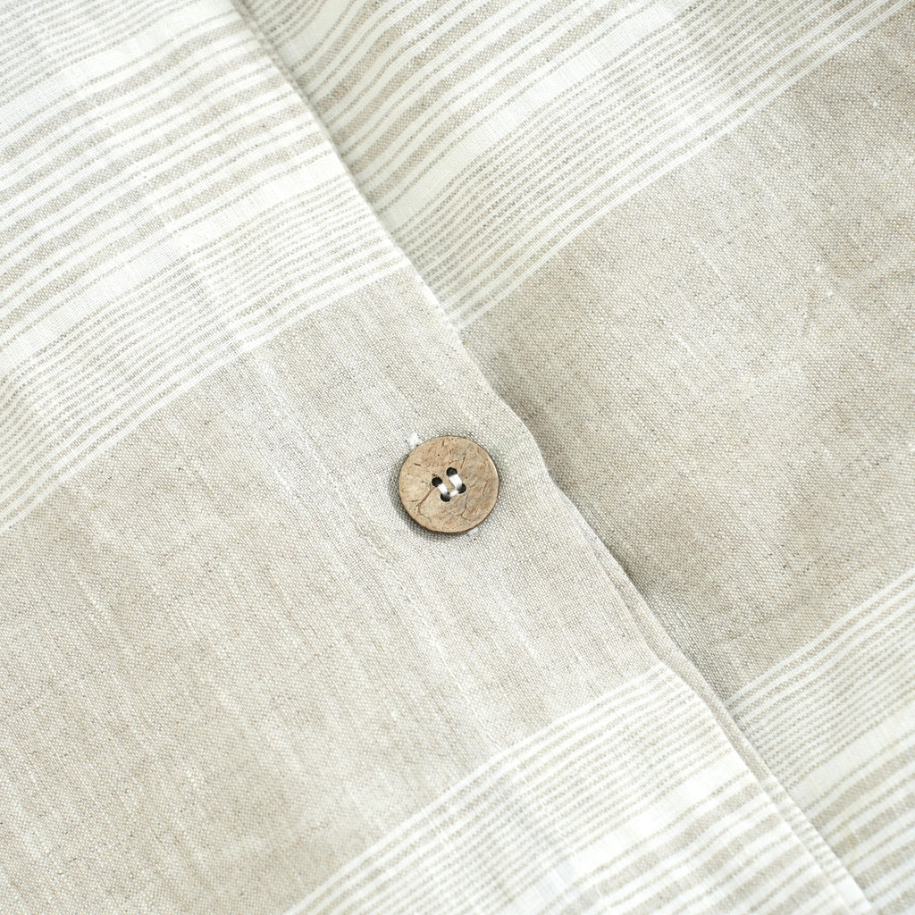 Wide Striped French Linen Fitted Sheet Set - Yarn-Dyed with 2 Pillowcases