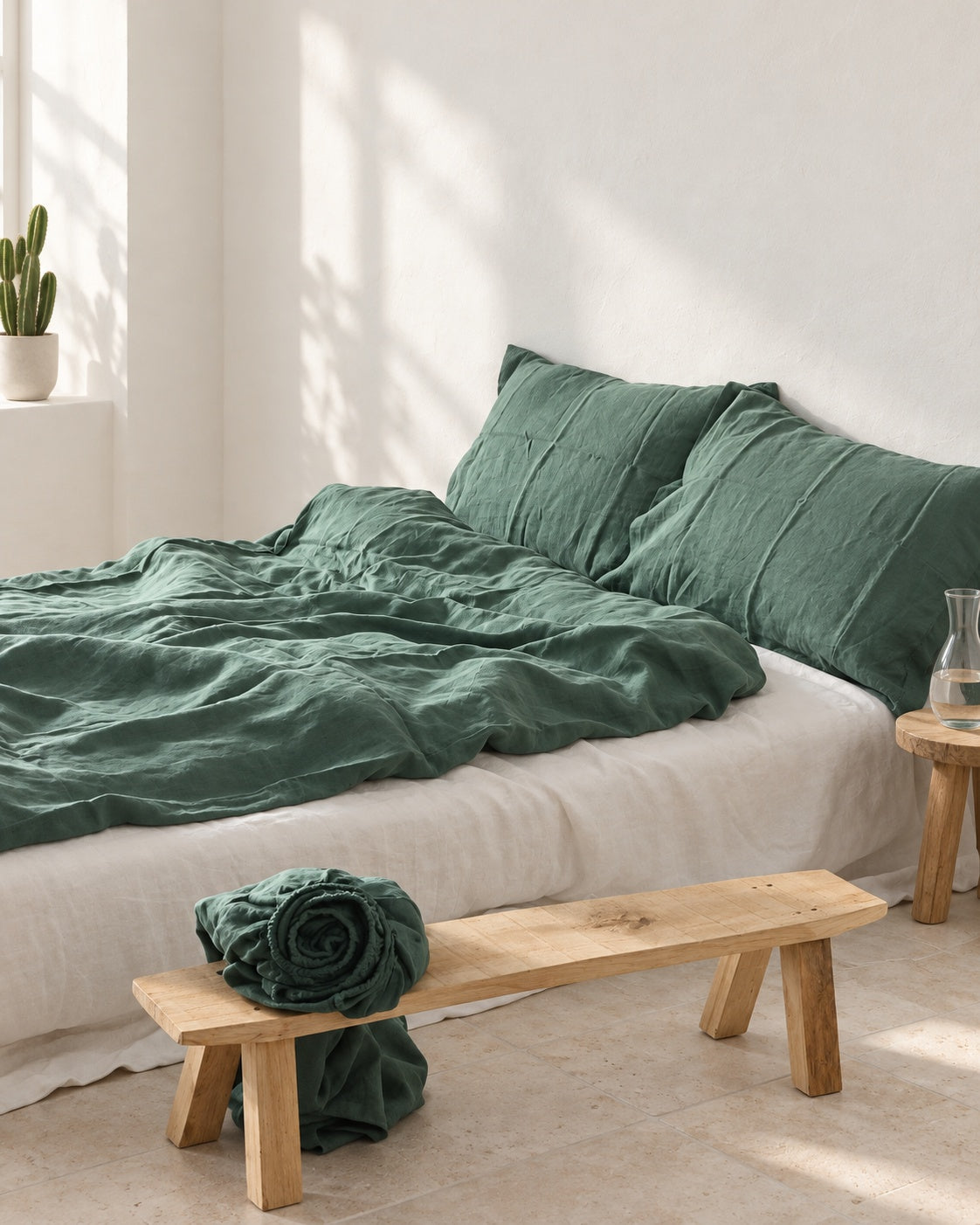 Green French Linen Duvet Cover
