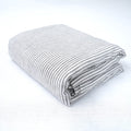 Grey Striped  French Linen Flat Sheet | 100% Linen Flat Sheet