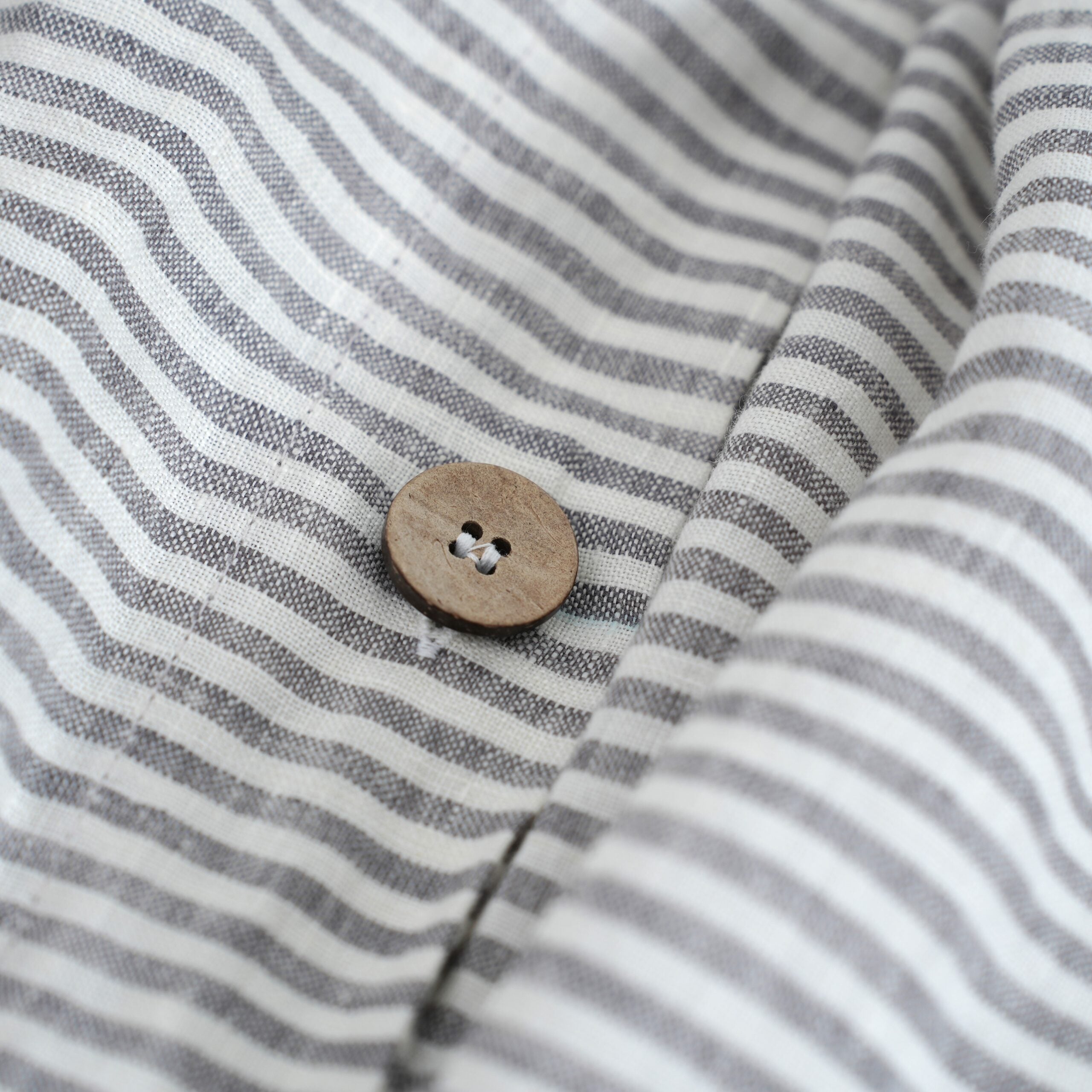 Grey Striped  French Linen Flat Sheet | 100% Linen Flat Sheet