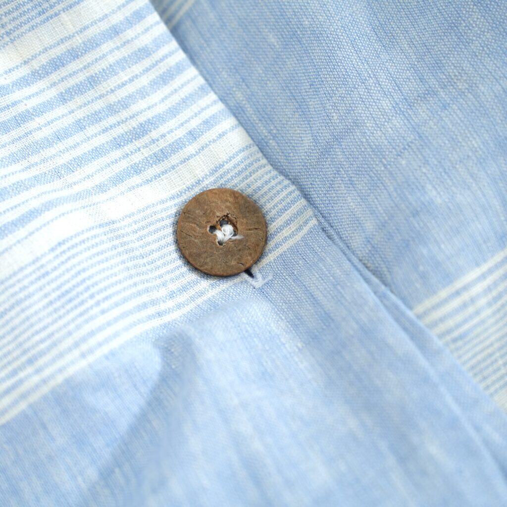 Light Blue Striped French Linen Flat Sheet | 100% Linen Flat Sheet