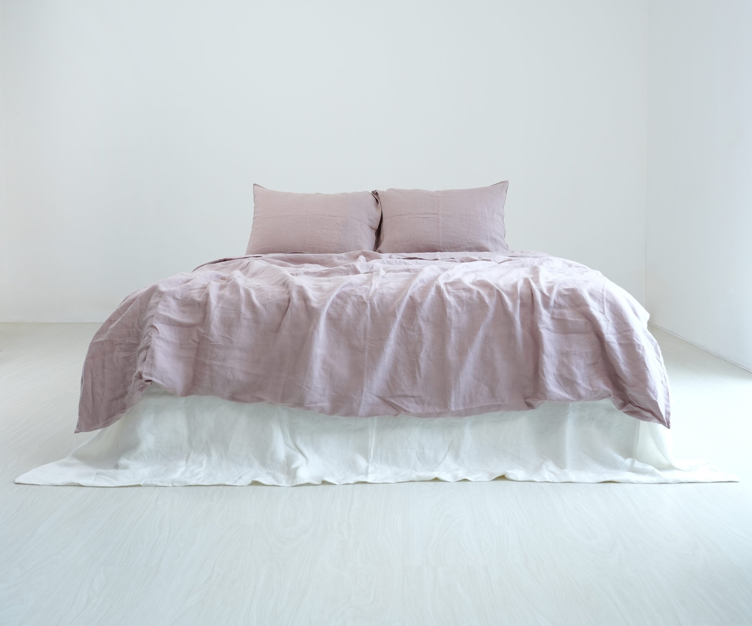 Misty Pink French Linen Duvet Cover Set - Soft & Breathable 4-Piece