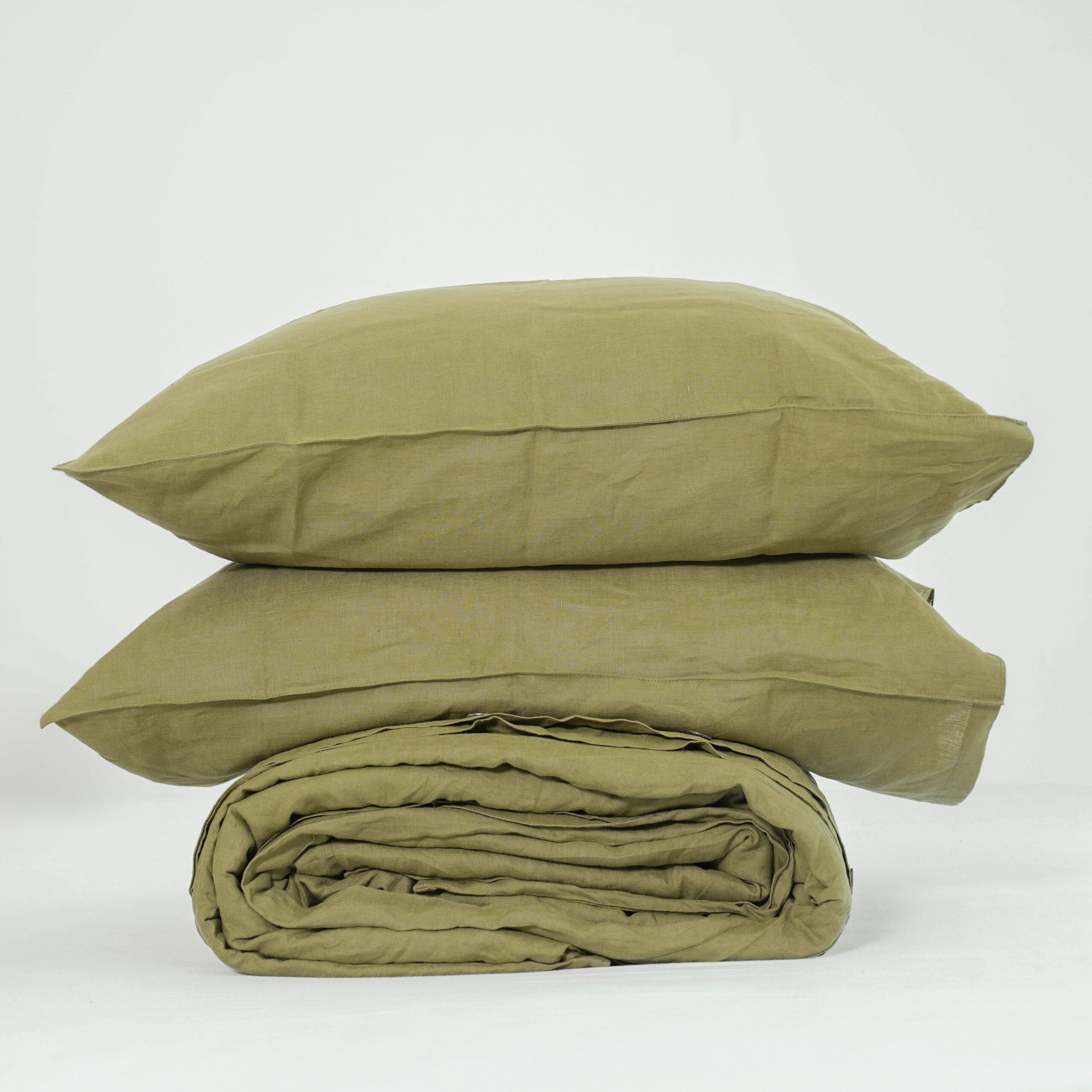 Moss Green French Linen Flat Sheet | 100% Linen Flat Sheet