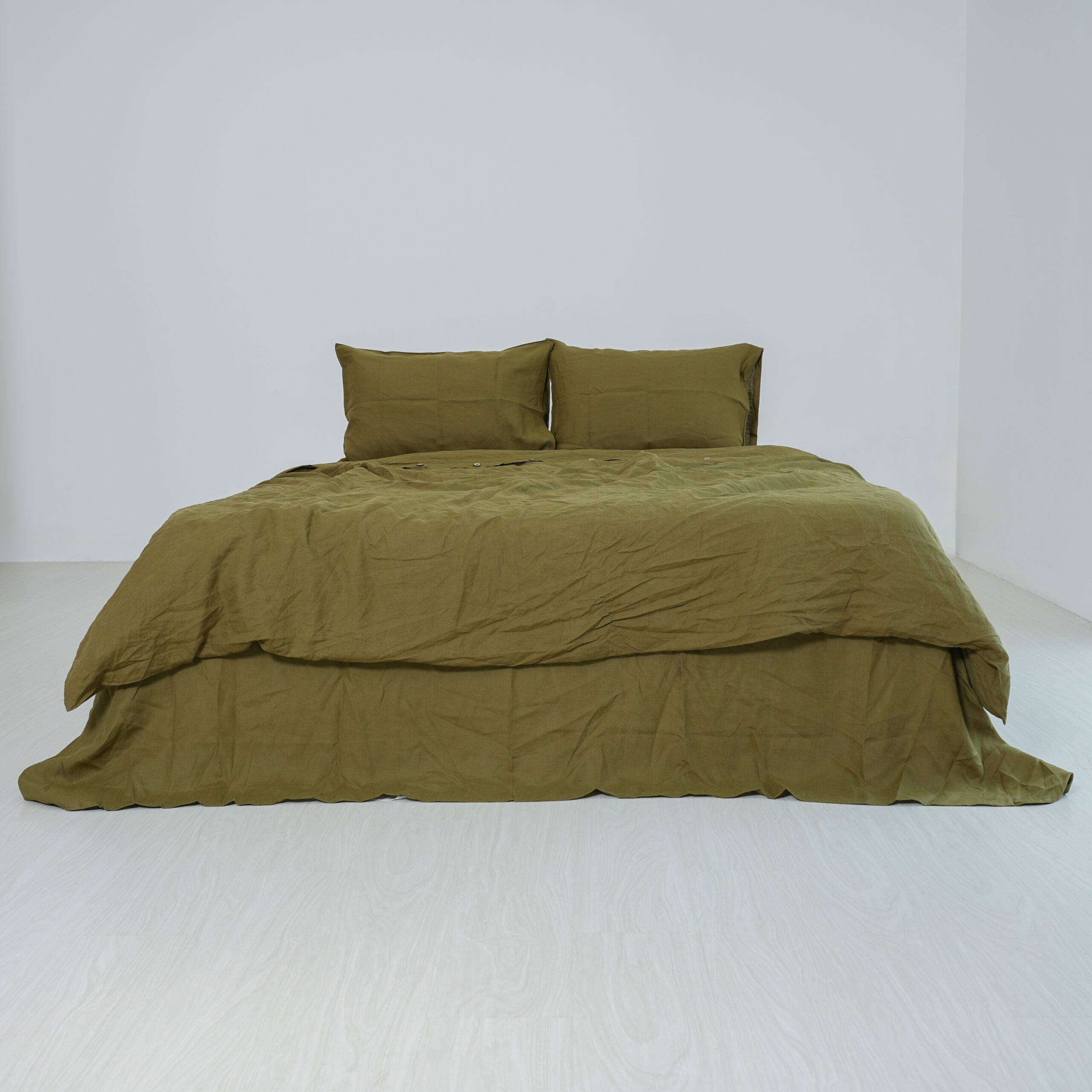 Moss Green French Linen Flat Sheet | 100% Linen Flat Sheet