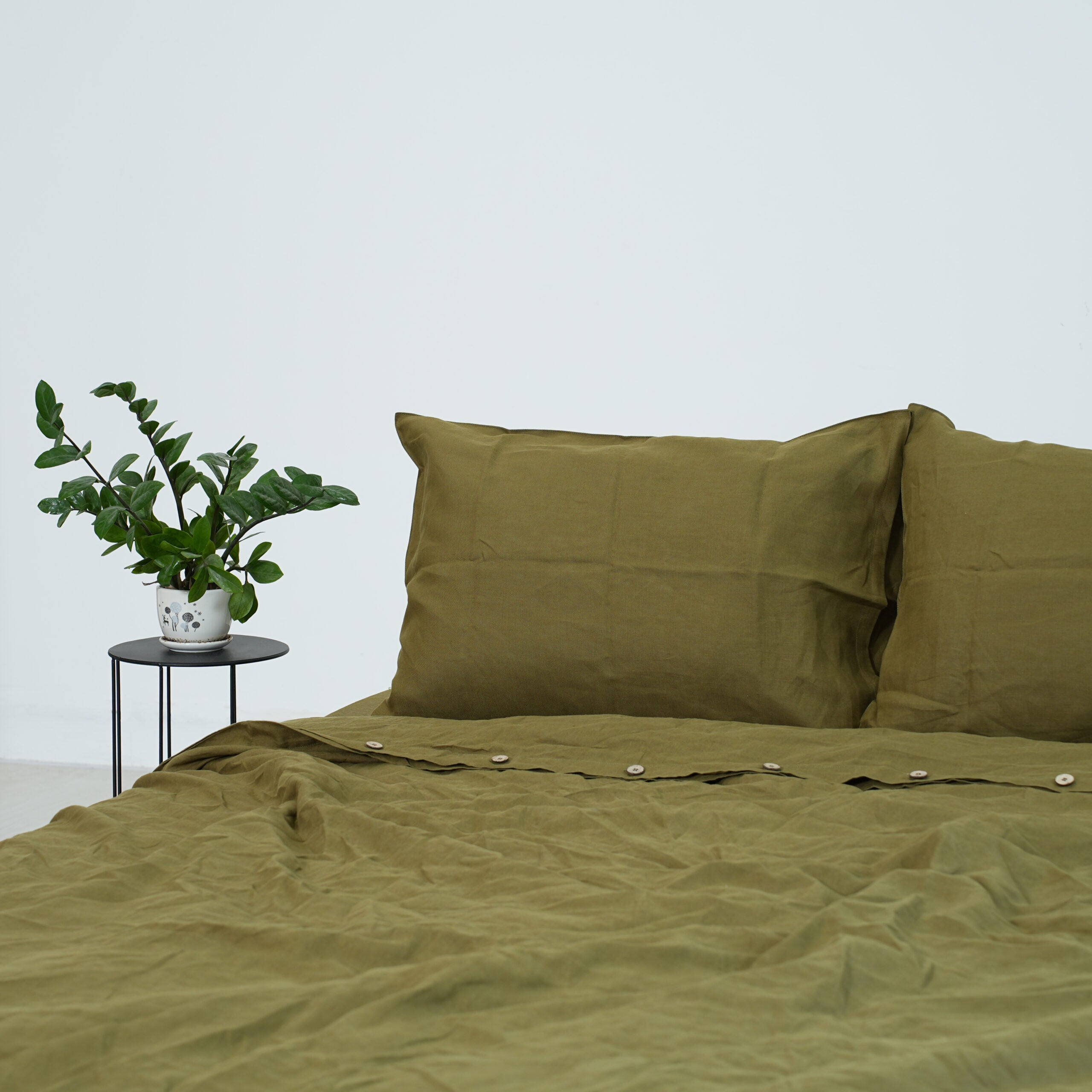 Moss Green French Linen Flat Sheet | 100% Linen Flat Sheet