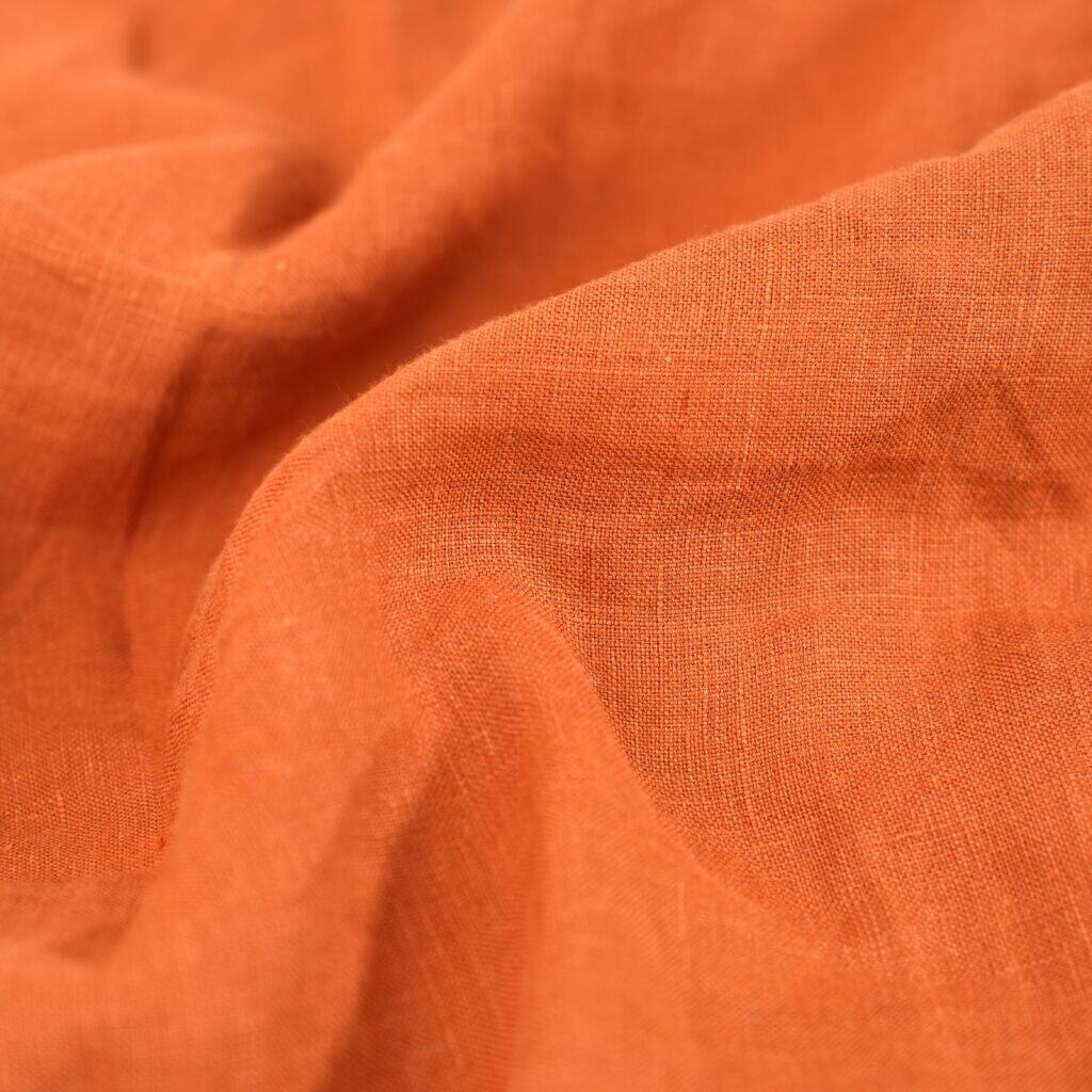 Orange French Linen Duvet Cover+2 Pillowcases Set- Plain Dyeing 37
