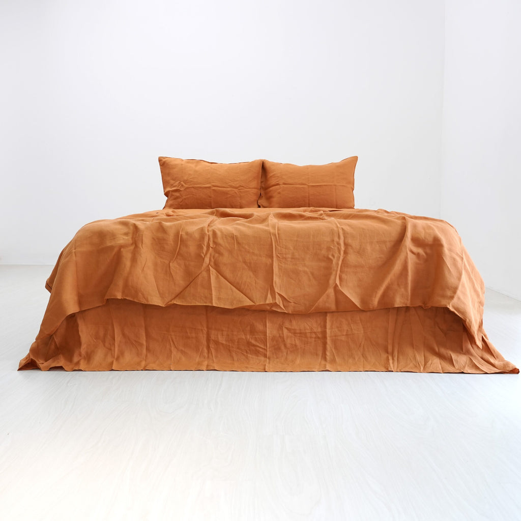 Goldenrod Yellow French Linen Fitted Sheet Set - Deep Pocket with 2 Pillowcases
