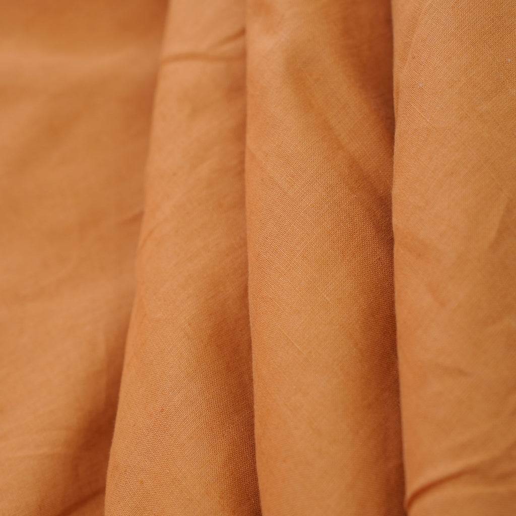 Pumkin French Linen Bedsheet | Deep Pocket Fitted Sheet
