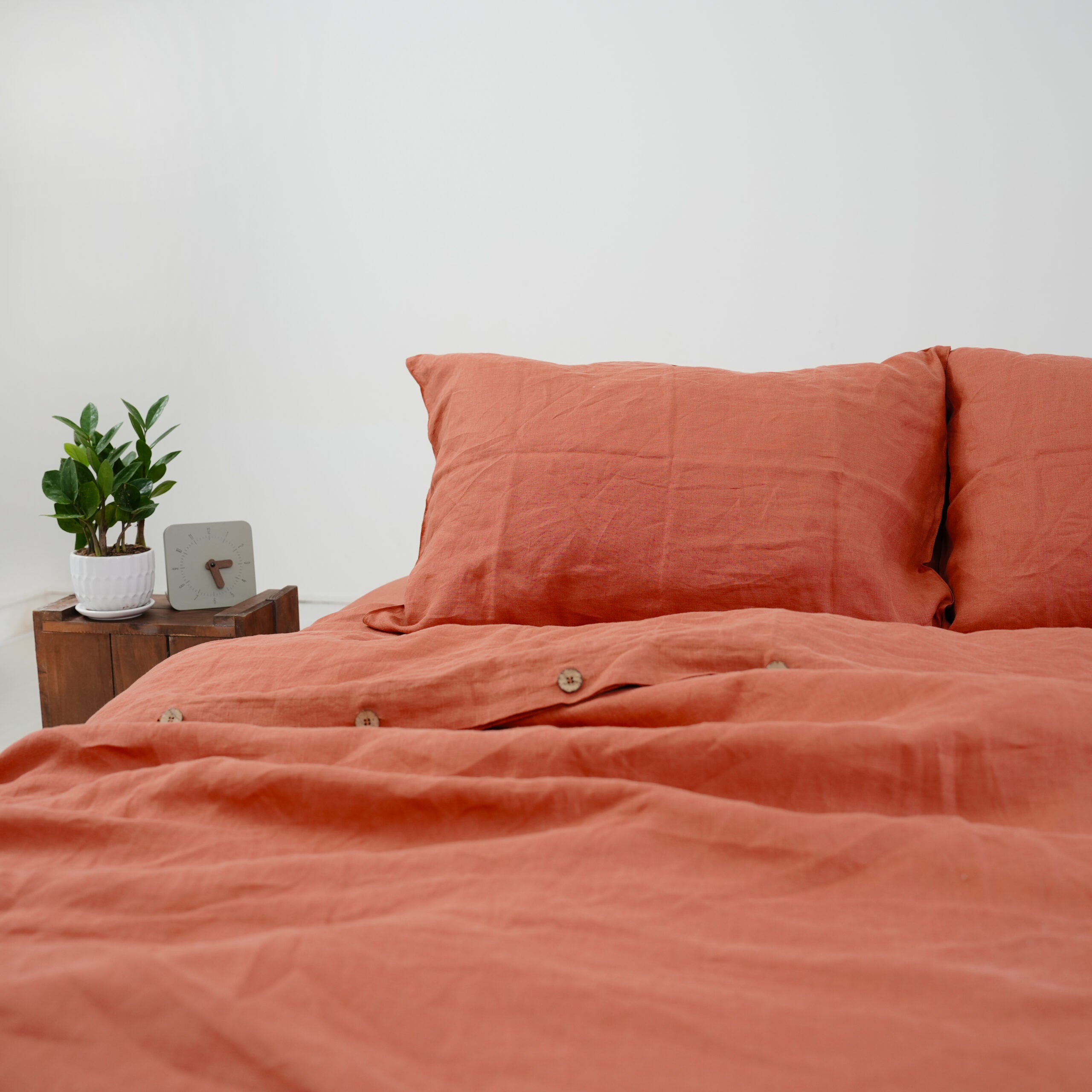 Rust French Linen Flat Sheet | 100% Linen Flat Sheet