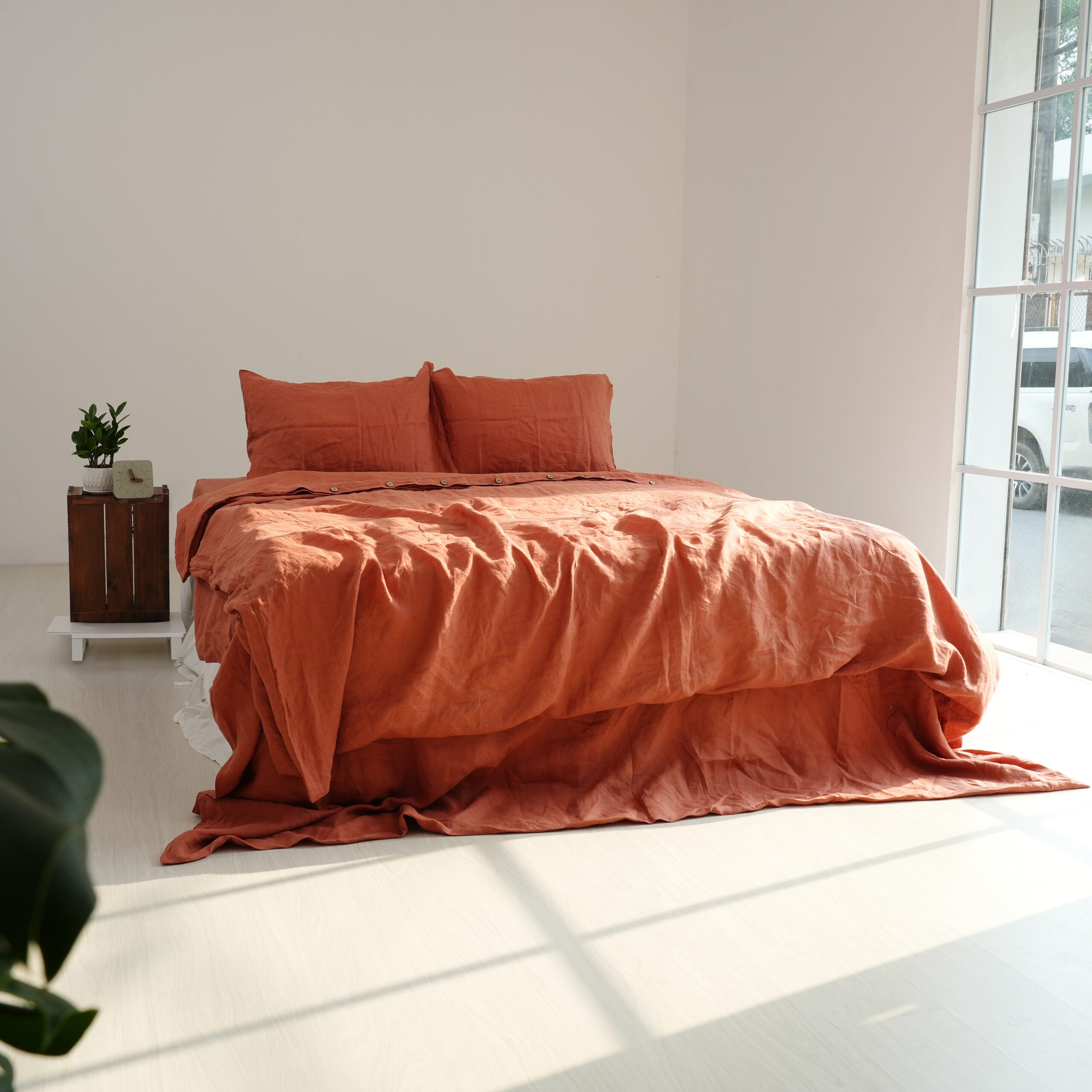 Rust French Linen Flat Sheet | 100% Linen Flat Sheet
