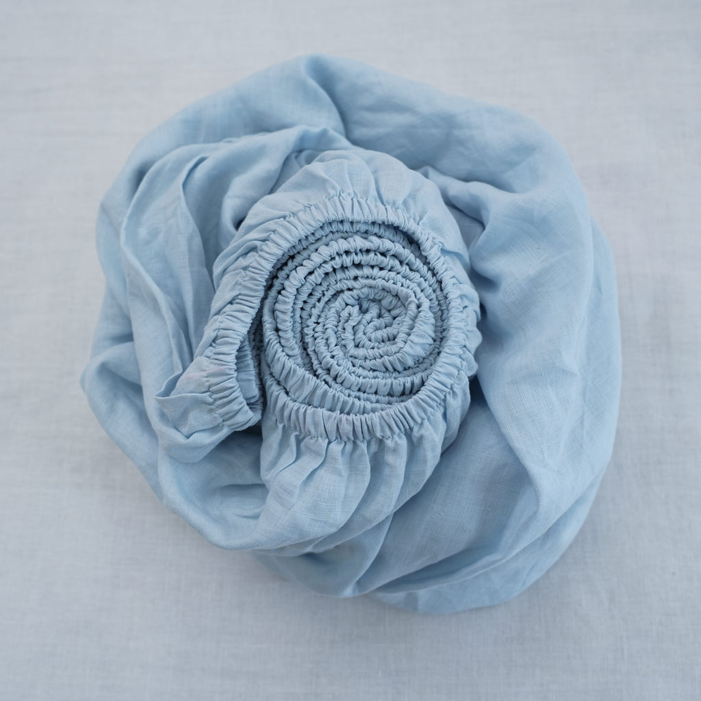 Sky French Linen Duvet Cover+2 Pillowcases Set - Plain Dyeing 09