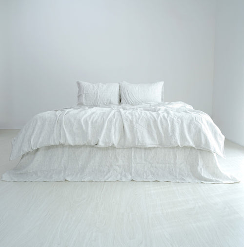 Black Striped French Linen Duvet Cover+2 Pillowcases Set - Yarn Dyeing 59