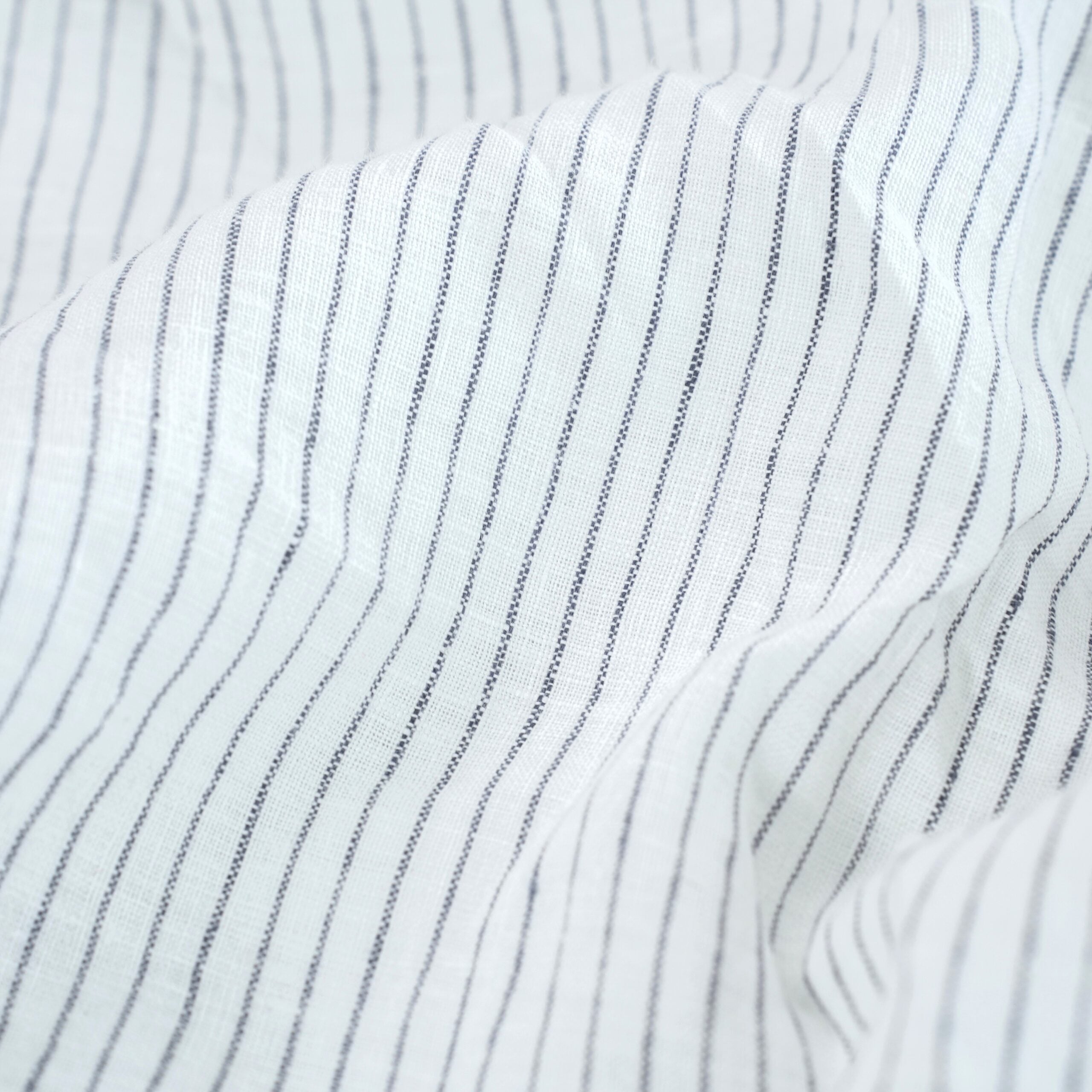 Striped Black French Linen Fitted Sheet Set - Yarn-Dyed with 2 Pillowcases