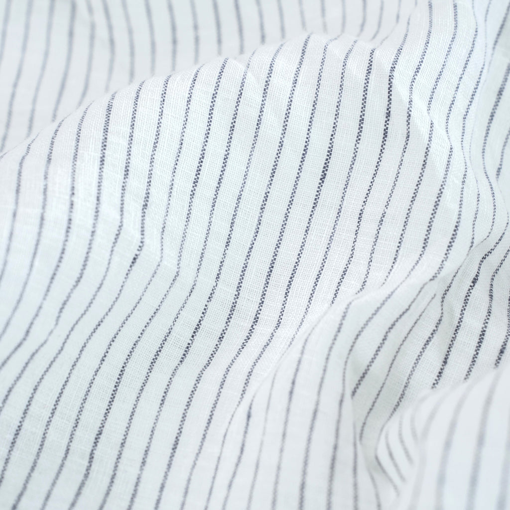 Striped Black French Linen Bedsheet | Deep Pocket Fitted Sheet