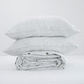 Striped Black French Linen Fitted Sheet Set - Yarn-Dyed with 2 Pillowcases