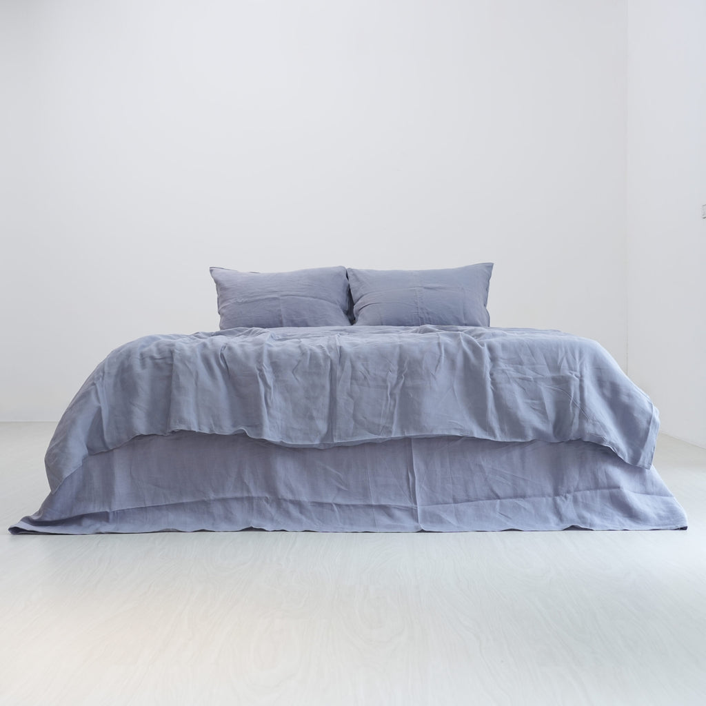 Steel French Linen Duvet Cover+2 Pillowcases Set - Plain Dyeing 24