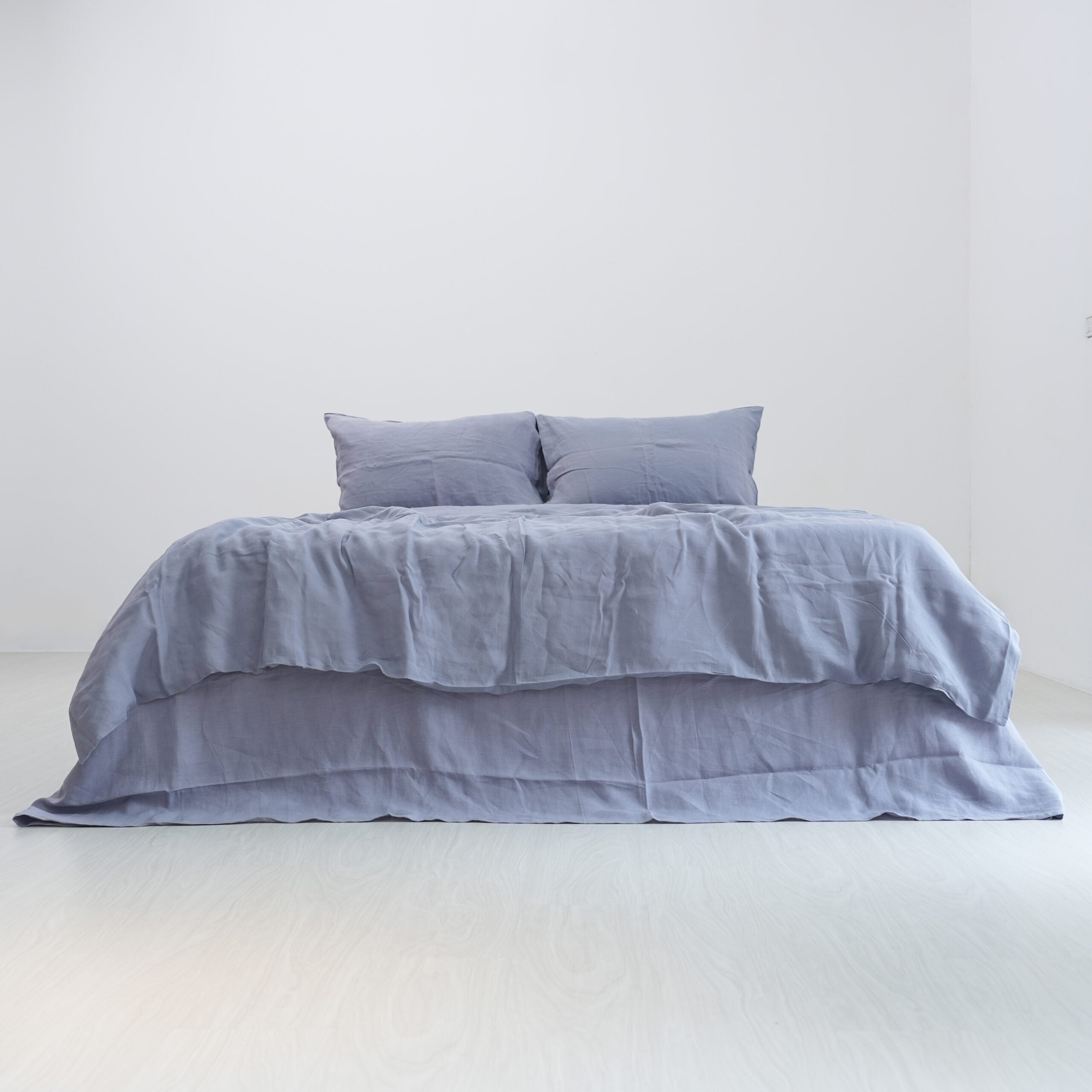 Steel French Linen Duvet Cover+2 Pillowcases Set - Plain Dyeing 24