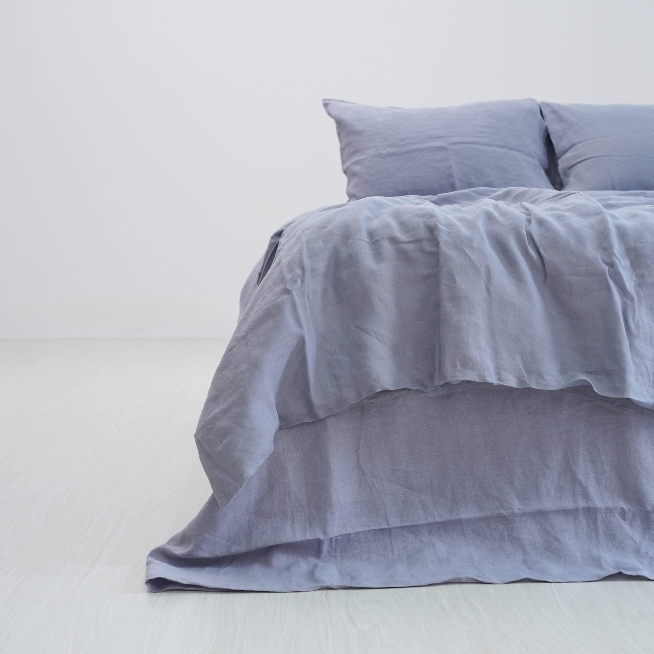 Steel French Linen Duvet Cover+2 Pillowcases Set - Plain Dyeing 24